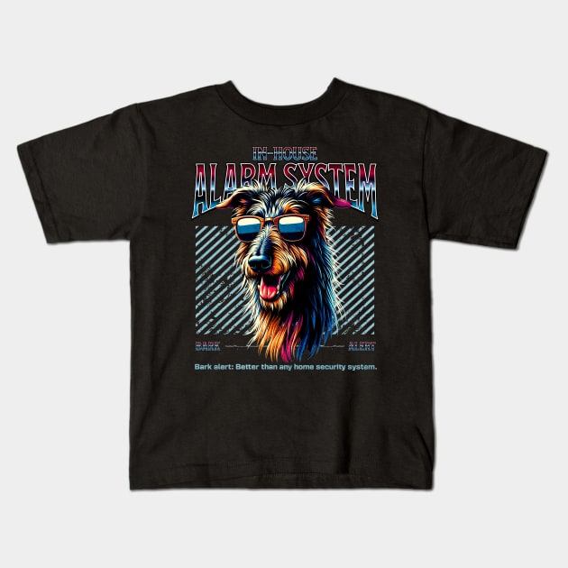 Bark Alert Scottish Deerhound Dog Kids T-Shirt by Miami Neon Designs